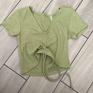 Cropped Green V-neck